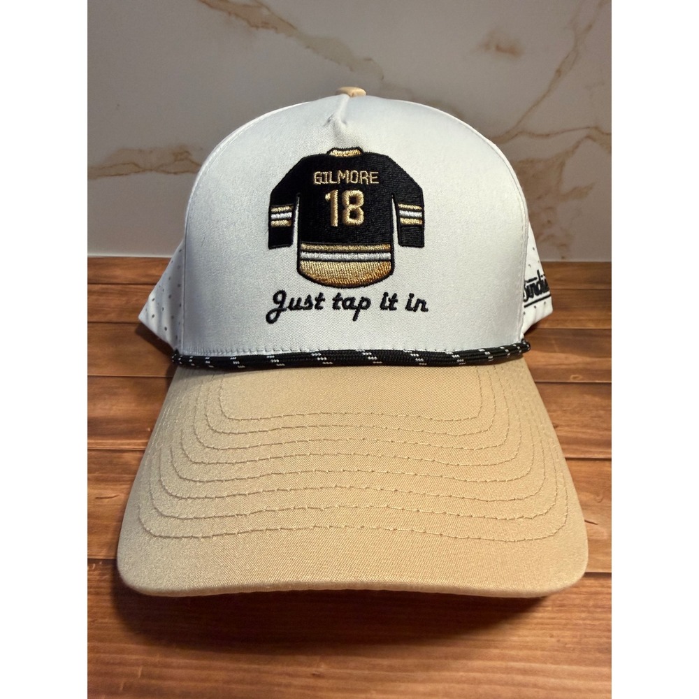 Birdie Boss Happy Gilmore Just Tap It In Golf Hat White Tan Snapback Rope Cap